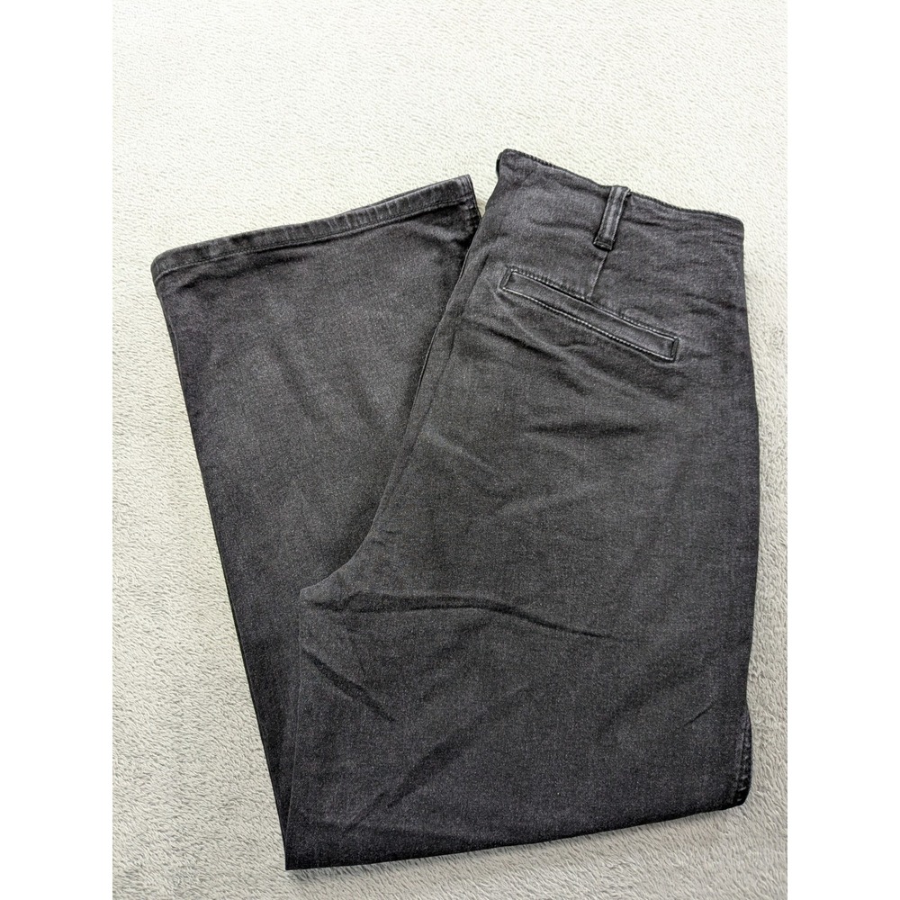 Womens High Rise Wide Leg Cropped Jeans Button Fly Black Size 8
